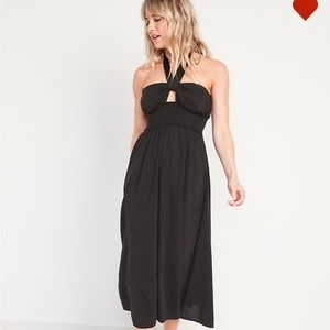 Old Navy Fit and Flare Smocked Twist-Front Halter Dress